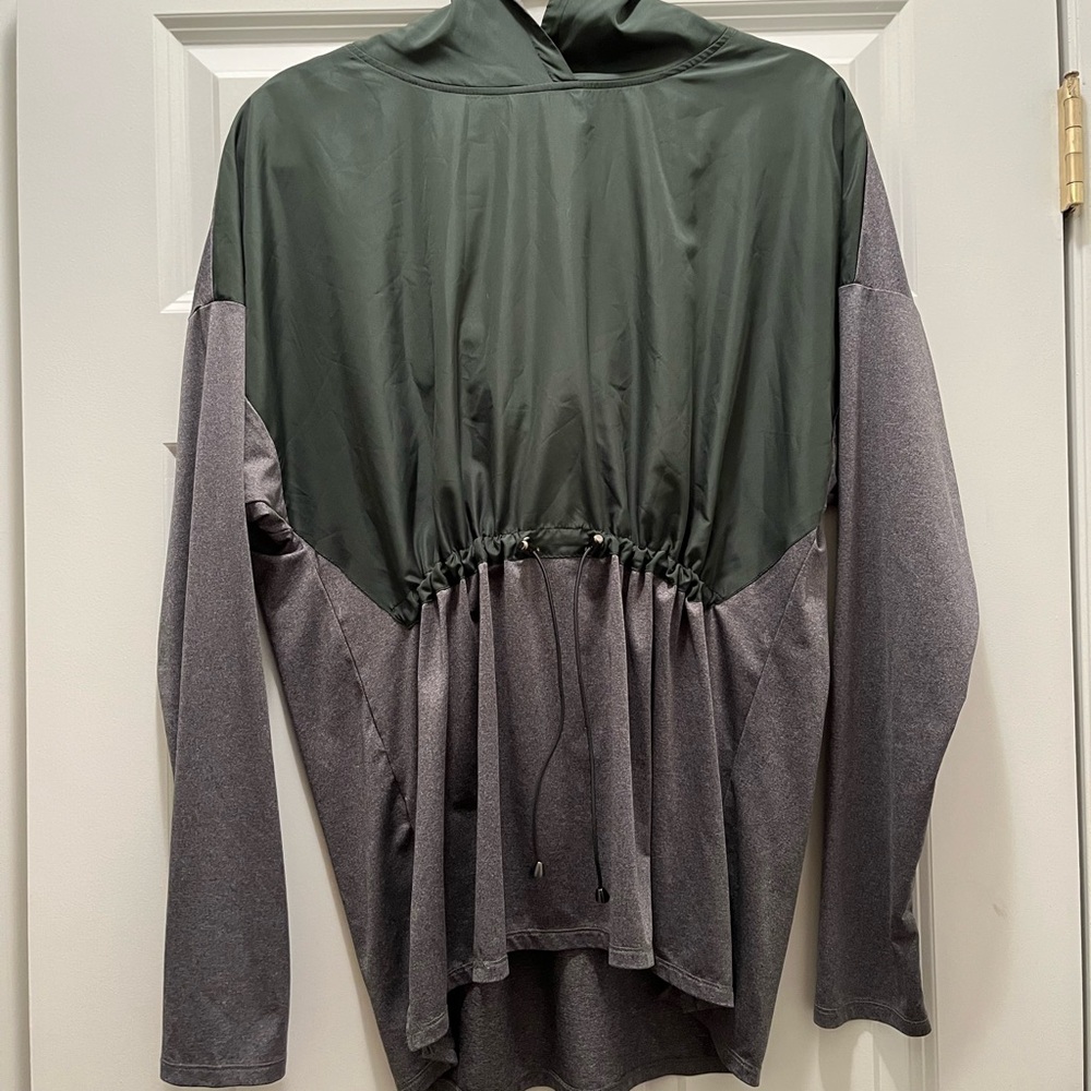 Green and Gray Hooded Pullover